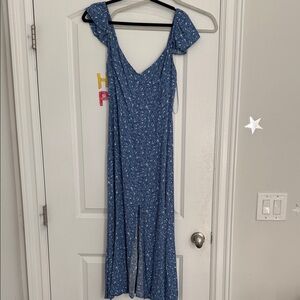 Blue Floral Midi Dress